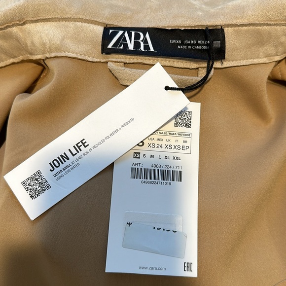 NWT Zara Faux Suede Nude Shacket - Picture 4 of 4